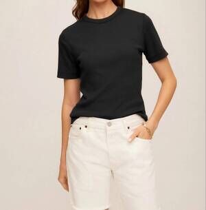 NEW FIFTEEN TWENTY women's mandy short sleeve top in black